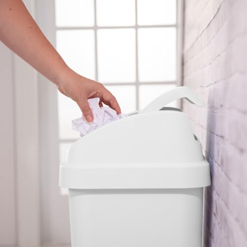 Sterilite 16 Pack Kitchen Garbage Trash Can with Plastic Swing Top, 13 Gal, White - color: White, size: 16 Pack