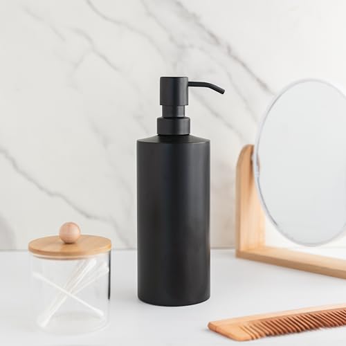 Black Round Stainless Steel Soap Dispenser, 15 oz - color: Black