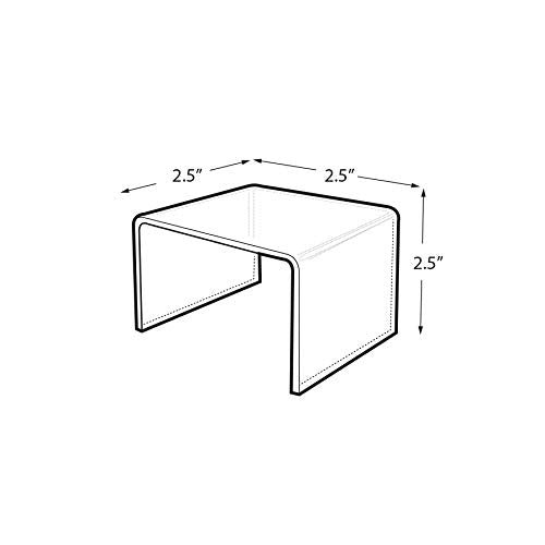 Azar Displays 515328 2.5" Square Acrylic Riser, Clear (4 Pack) - size: 2.5 X 2.5