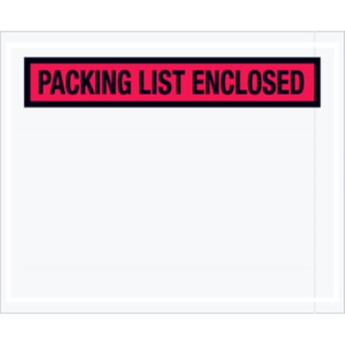 Partners Brand "Packing List Enclosed" Envelopes, Panel Face, 4-1/2in x 5-1/2in, Red, Pack of 1,000