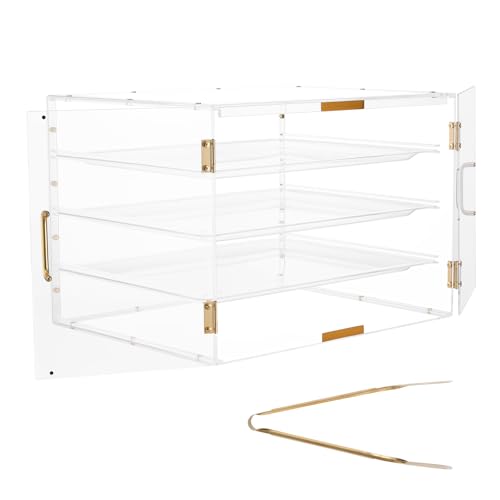 VEVOR Bakery Display Case, 4-Tier Commercial Countertop Pastry Display Case, Clear Acrylic Bread Box for Kitchen, Party Cake Cabinet with Magnetic Rear Door for Cookie Dessert Donut, 22.4"x17.3"x15.9" - size: 4-Tier, 22.4"x17.3"x15.9"