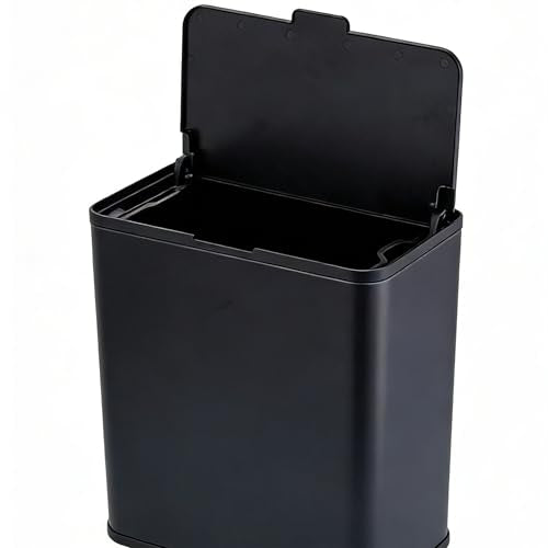 Under Counter Waste Bin, 1.9 Gallon Metal Small Trash Can for Cabinet Door, Hanging Space-Saving Garbage Can with Lid for Kitchen, Bathroom, RV, Office, Black - color: Black