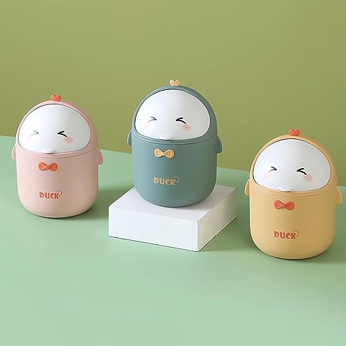 Cute Desktop Trash Can Wastebasket with 90 Trash Bags, Creative Mini Countertop Garbage Can with Lid, Small Plastic Storage Bin for Home Kitchen Dressing Office Kids Bedroom(Yellow) - color: Yellow