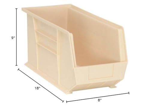 Quantum Storage QUS265 Ultra Stack and Hang Bins - 18" x 8-1/4" x 9" - 6 Pack - color: Ivory