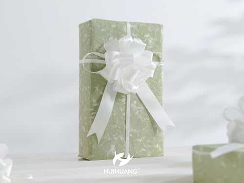 HUIHUANG White Pull Bows for Gifts, Christmas Gift Bows 4" x 8" x 12 PCS - color: White, size: 1 Pack (12 bows, 4 in x 8 in)