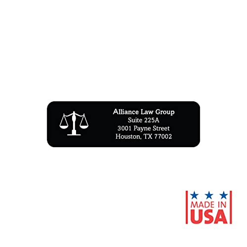 Legal Professional Lawyer Rolled Address Label/Roll of 500 Black Legal Esquire Symbol Personalized Address Labels/Designer Return Address Stickers in Elegant Plastic Dispenser - size: 500 Labels, style: Legal Professional Lawyer