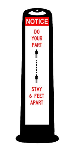 Cortina TrailBlazer Veritical Panel with "Notice Do Your Part...Stay 6 Feet Apart", 03-768BLK-MSD, Black with White Messaging Area - style: Maintain Social Distancing