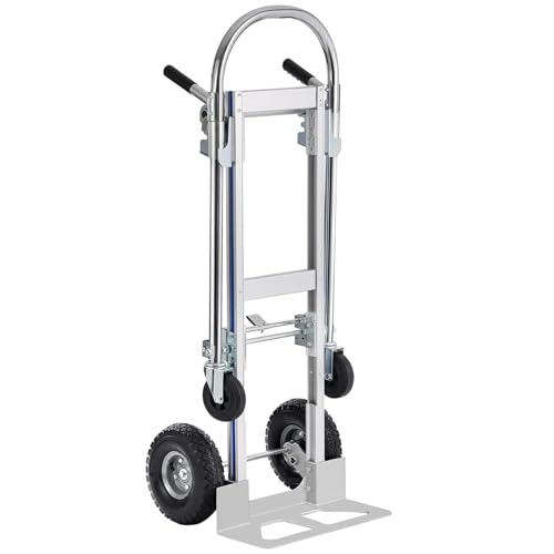 Leomru Aluminum Hand Truck, Heavy Duty Convertible Hand Truck Dolly 2 in 1 Design, 880 LBS Utility Cart Dolly Cart with Rubber Wheels Commercial Grade for Transportation in Warehouse
