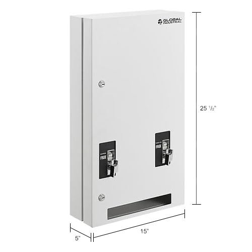 Global Industrial Feminine Hygiene Dispenser, Free Vending, 15"Wx5"Dx25.5"H