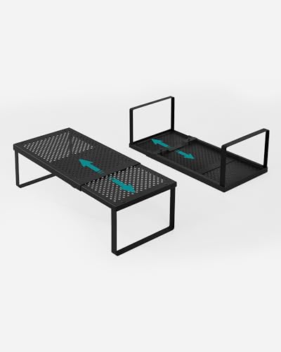SONGMICS Spice Rack, Expandable Kitchen Countertop Shelf, Steel, Set of 2 - color: Matte Black, size: Set of 2