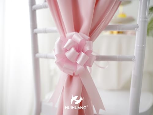 HUIHUANG Pink Bows for Gift Wrapping 12 PCS Light Pink Satin Pull Gift Bows - color: Pink, size: 1 Pack (12 bows, 4 in x 8 in)