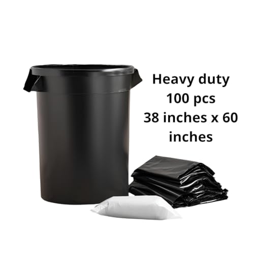 Heavy Duty Black Trash Can Liners 38" x 58" – 100 Pack – Leak Resistant Commercial Garbage Bags