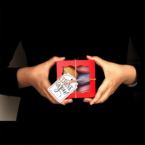 KPOSIYA 60pcs Small Cookie Boxes with Window, 4x4x2.5 Red Bakery Box - color: Red, size: 60