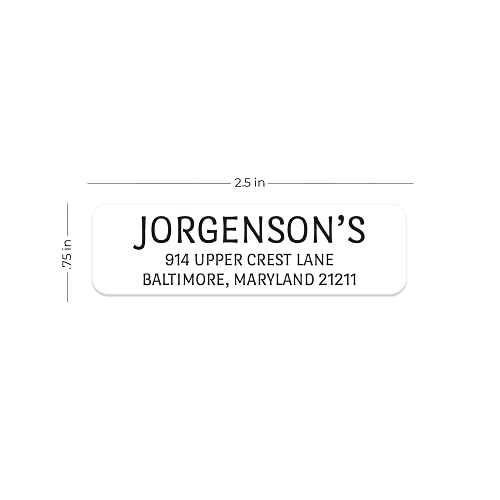 White with Black Print Modern Rolled Address Label/Roll of 500 Personalized Address Labels/Designer Return Address Stickers in Elegant Plastic Dispenser - size: 500 Labels, style: White with Black