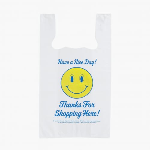 "Have a Nice Day" Heavy-Duty T-Shirt Bags, .71 Mil, 11.5"x6"x21" - 100 Pack - color: Have A Nice Day, size: 11.5x6x21 Inch (Pack of 100)