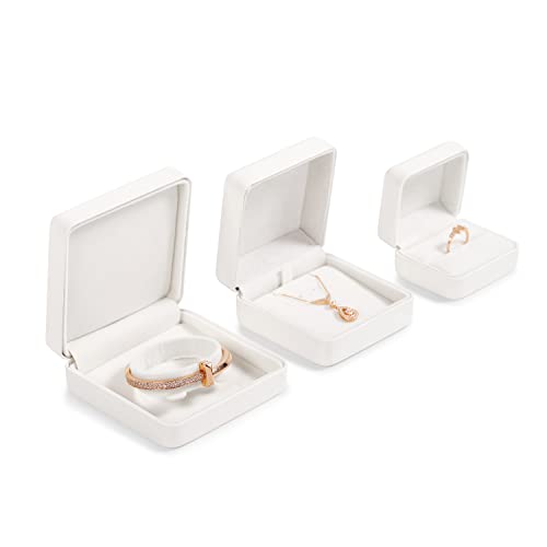 White PU Leather Proposal Engagement Slim Ring Box Velvet Inner - color: Ring Box