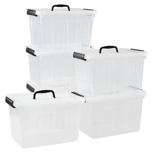 12 Quart Storage Box with Handle, 6 Pack Latching Container Bin - size: 12 Quart