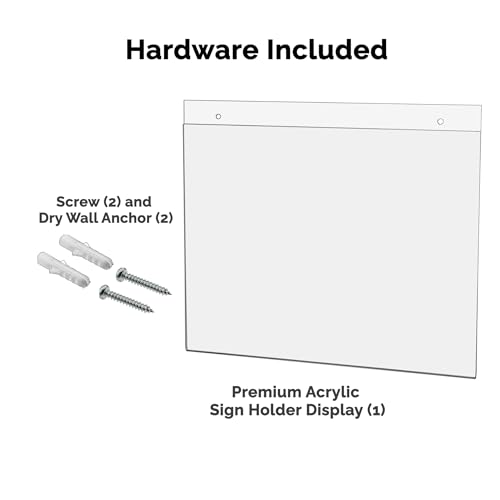Marketing Holders Wall Mount Sign Holder for 11" x 8.5" Schedules and Hours of Operation in Retail Stores and Restaurants Clear Acrylic with 2 Pre Drilled Holes and Hanging Hardware - size: 11" w x 8.5" h