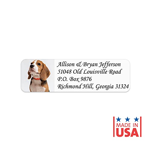 Custom Image Upload Italic Rolled Address Labels / 500 Personalized Return Address Labels/Designer Address Stickers in Elegant Plastic Dispenser - size: 500 Labels, style: Italic