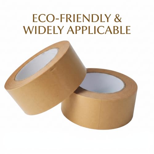Brown Kraft Paper Packing Tape, 2 Inch x 55 Yards, 6 Rolls Heavy Duty Self Adhesive Brown Kraft Tape for Carton Sealing Moving Shipping Packaging Storage, Heavy Duty Self Adhesive, on Cardstock