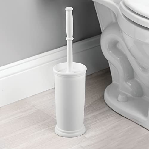 mDesign Toilet Bowl Brush and Holder - Covered Bathroom Brush - Standing Scrubber in Modern Holder - Compact, Space Saving, Deep Cleaning - White - color: White, size: Pack of 1