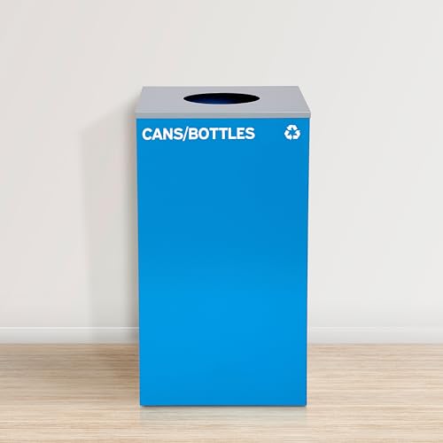 Alpine Circle Lid Industries 29 Gallon Sturdy Steel Cube Recycling Container, Square Opening - 3 Color Cans Available Sold Separately (Lid Circle Opening) - color: Lid Circle Opening
