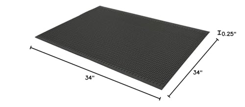 Rubber-Cal 03-161-BK-W-302"Safe-Grip" Slip-Resistant Traction Mats, 34" x 2' x 1/4", Black Rubber Runner - color: Black, size: 34"L x 34"W x 0.3"Th