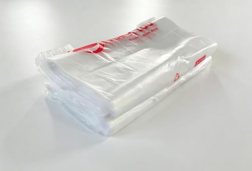 Heavy Duty T Shirt Bags, 120 Count Clear Thank You Bags, 11.8" x 21.3", 1.6 Mil (40μm) Bulk Retail Shopping Bags for Small Business, Merchandise, Reusable Grocery Use