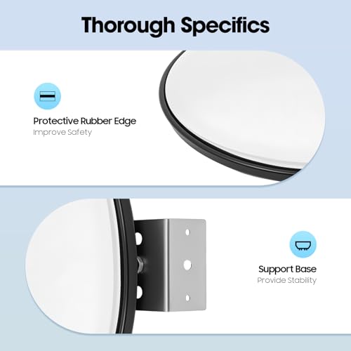 12.4" Wide Angle Convex Mirror, Wall Mounted Convex Mirror & Blind Spot Mirror - Acrylic Safety Mirror with 360° Adjustable Visibility for Garage, Driveway, Warehouse, Parking Lot, Store Security