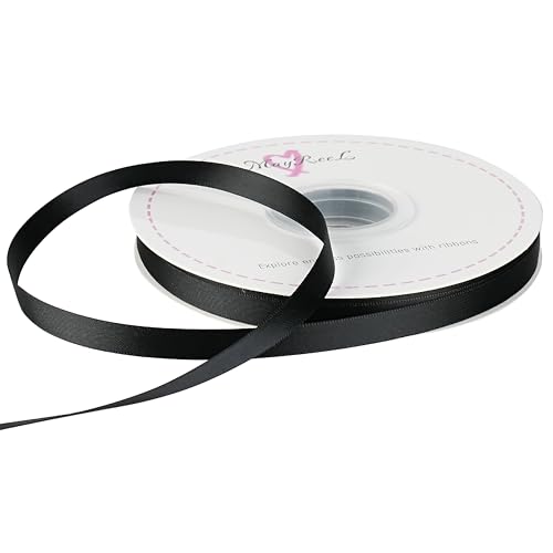 MAYREEL Black Satin Ribbon 3/8 Inch Double Faced 50 Yards Thin - color: Black, size: 3/8 Inch