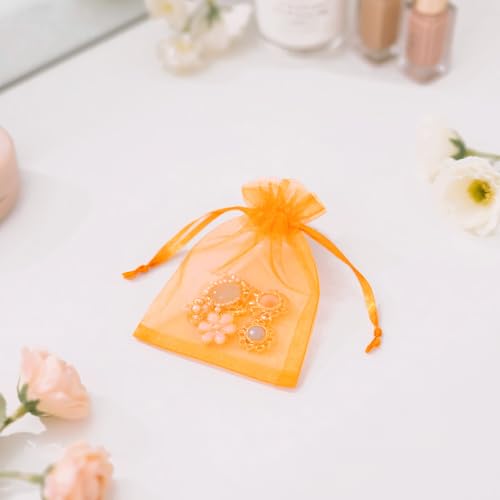 joycraft 50Pcs Orange Organza Bags - 2.7x3.5 Inch Drawstring Bags - color: Orange