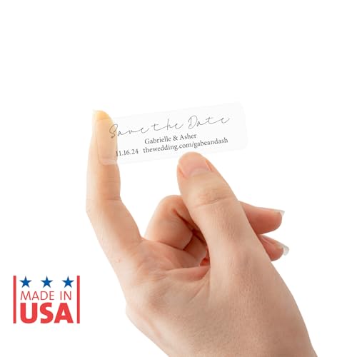 Clear Save the Date Rolled Address Labels / 250 Personalized Return Address Labels/Designer Address Stickers in Elegant Plastic Dispenser - size: 250 Labels, style: Clear Save the date