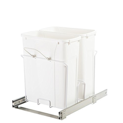 Knape & Vogt SBM15-1-20WH in-Cabinet Bottom Mount Pull Out Trash Can, 17.31" by 14.25" by 20" - color: White, size: 17.31-Inch by 14.25-Inch by 20-Inch