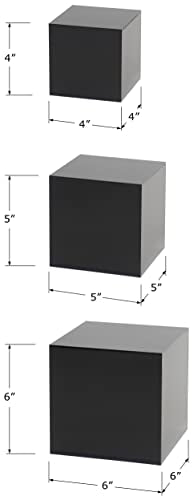 Red Co. Set of 3 Glossy Black Acrylic Cube Display Nesting Riser Stands with Hollow Bottoms - 2-Pack - color: Black, size: 4",5",6" - 2 Pack
