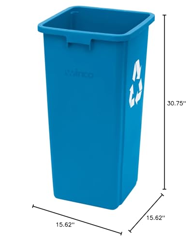 Winco 23 Gallon Blue Commercial Square Plastic Trash Can - color: Blue, size: 23 Gallon
