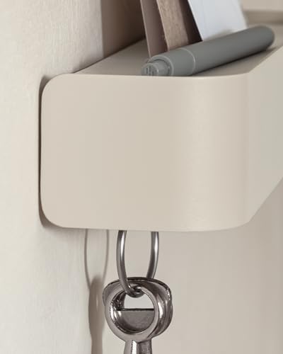 Kazai. Key Holder for Wall 'Tone' | Minimalist Key Hooks Design from Berlin | Modern Key Hanger with Metal Shelf | Key Hook Wall Mounted as Hallway Furniture | Sand Taupe - color: Sand Taupe