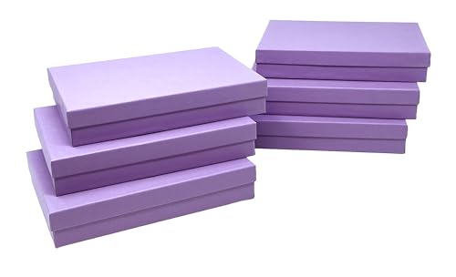 RJ Displays 6 Pack Cotton Filled Matte Purple Color Paper Cardboard Jewelry Necklace Bracelets Watch Gift and Retail Boxes Size 7 1/8" x 5 1/8" x 1 1/8" Inch (Purple) - color: Purlple