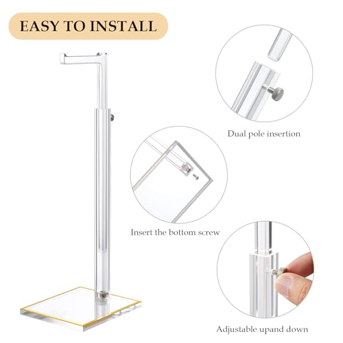 3-Pack Acrylic Purse Display Stands, 14"-24" Adjustable Handbag Holder - size: 3 Pack