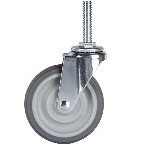 Finnhomy Caster Wheels 3 Inch Set of 4 Heavy Duty Threaded Stem Casters 3/8"-16 x 1-1/2" Swivel Rubber Industrial Castors Premium Wheels for Wire Shelving/Furniture/Carts Load Bearing 720 Lbs Gray - size: 3/8" -16 x 1-1/2" (No Brake)