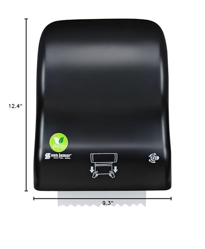 San Jamar Ecologic Simplicity Recycled Plastic Manual Paper Towel Dispenser, Auto Cut Towel Dispenser, Wall Mounted Dispenser with Zero Waste for Home and Business, Black - color: Black