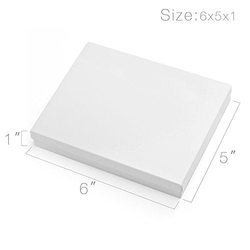 MESHA White Jewelry Gift Boxes with Lids 42PC 6x5x1 Glossy Cotton Filled - color: White, size: 1 Count (Pack of 42)