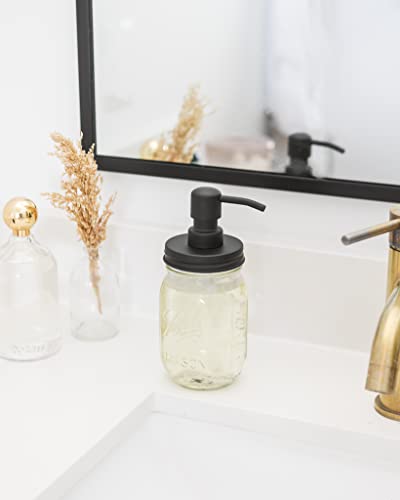 Jarmazing Products Mason Jar Soap Dispenser - Black - 16 oz Ball Mason Jar Liquid Dispenser for Kitchen & Bathroom - Glass - Dish Soap Dispenser with Rust Proof Stainless Steel Pump & Lid - size: Pack of 1