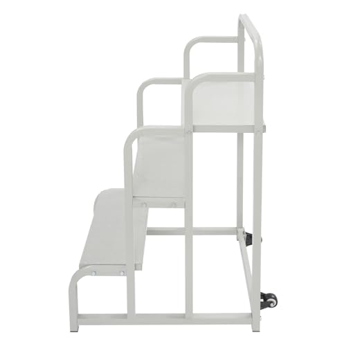 3 Step Ladder with Wheels, Industrial & Warehouse 3-Step Rolling Stairs with Non-Slip Surface & Stair Edge Protector, Heavy Duty Step Ladder for Households Libraries - 770Lbs - style: 3-Step