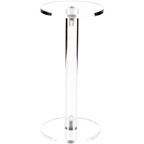 Plymor 6.375" H x 3" Round Clear Acrylic Barbell Pedestal Display Riser - size: 6.375" x 3" x 3"