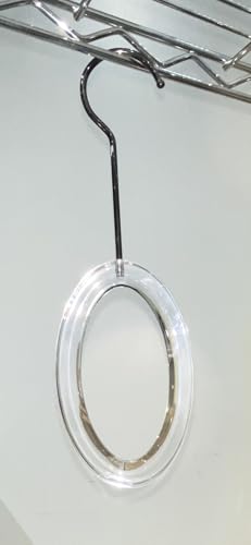 2-Pack, AZhause Clear Shawls and Scarf Hanger, Transparent Acrylic Lucite Luxury Hangers for Handbags, Belt, Scarfs, Shawls and Display (Oval, Closed, Long Black Hook) - size: Oval, Closed, Long Black Hook