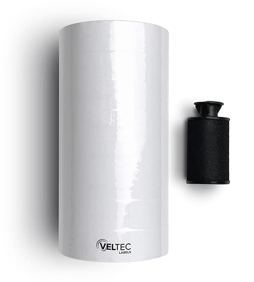 Veltec Pricing Labels for Monarch 1136 Labeler, 8 Rolls, 14,000 Two Line Labels, Ink Roller Included (White) - color: White
