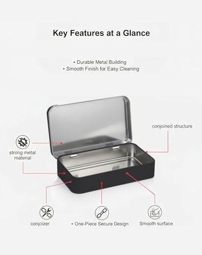 LJY 2 Rectangular Metal Tins, 5.9 x 3.5 x 1.2 in for Sewing Notions - color: Black