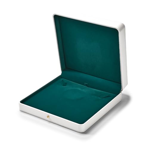 White Big Jewelry Necklace Gift Box Green Velvet Interior Jewelry Box for Pearl Necklace - color: Green Big Necklace Box