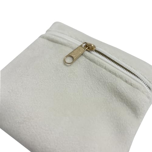 8pcs Small Velvet Jewelry Pouches with Zipper Gift Bags for Bracelet Necklace,Ring,Earrings,Earphone,Wedding Favors, Party Favors,Travel,3.94" X 3.94" (White) - color: White