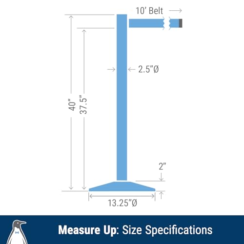 Commercial-Grade Stanchion 2-Pack by Visiontron – RETRACTA-Belt Prime (Model P100PS1) 10’ Retractable Belt Barrier - Heavy Base Crowd Control Barrier (Polished Stainless Steel w/Res Belt) - color: Polished Stainless Steel Post w/ Red Belt